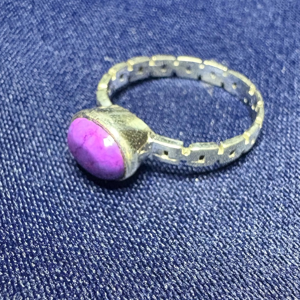 Ring Purple Mojave 925 Sterling Silver Chain Link Band - Picture 3 of 8